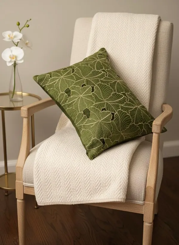 Velvet_Accent_Gold_Leaf_Embroidered_Cushion_Cover_Green