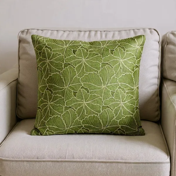 Velvet_Accent_Gold_Leaf_Embroidered_Cushion_Cover_Green