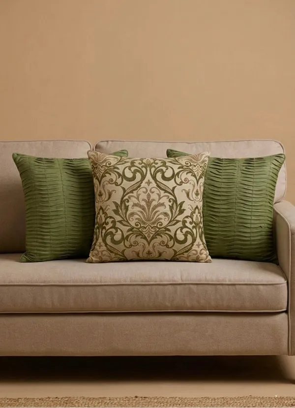 Silk_Jacquard_Green_Curated_Cushion_Cover_Set_Of_3
