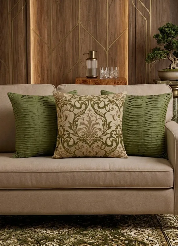 Silk_Jacquard_Green_Curated_Cushion_Cover_Set_Of_3