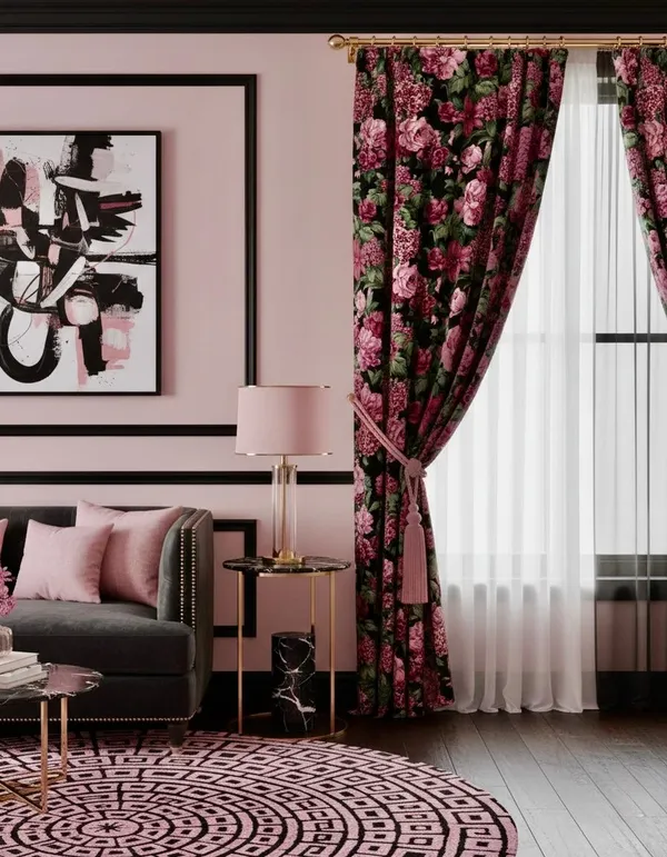 Velvet_Black_Floral_Dark_Petal_Curtains_Set_Of_2