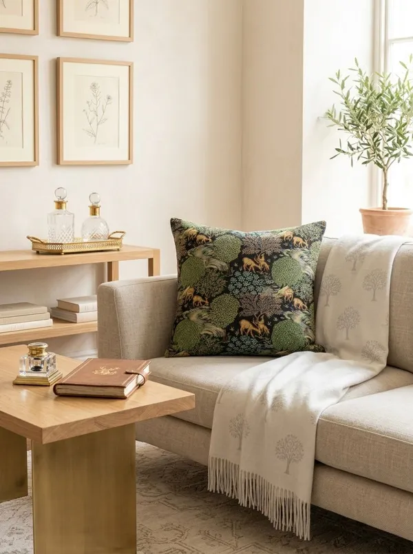 Jacquard_Forest_Deer_Print_Green_Cushion_Cover