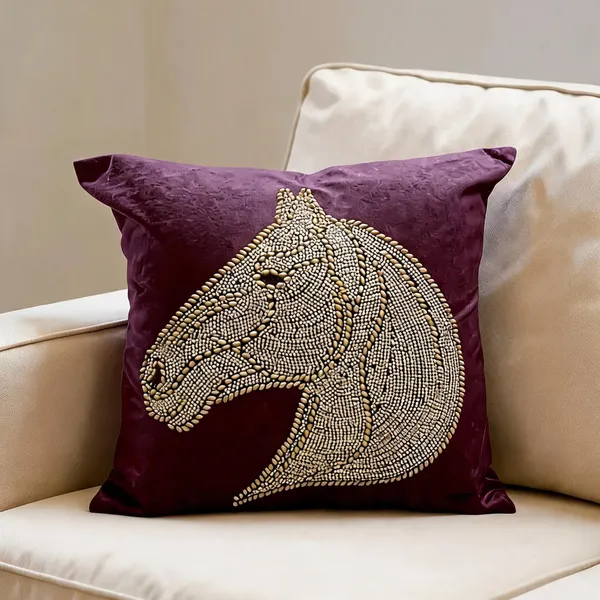 Velvet_Regal_Beaded_Horse_Motif_Cushion_Cover_Royal_Purple