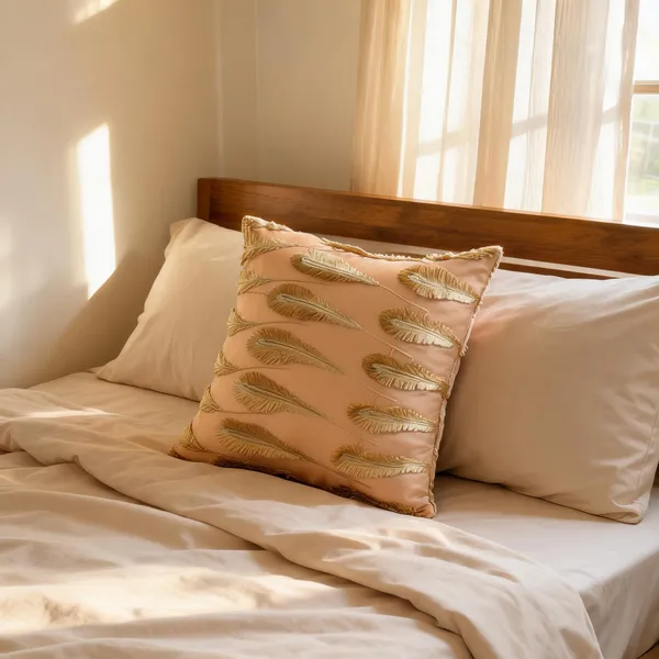 Organza_Luxe_Leaf_Embroidered_Cushion_Cover_Peach_Gold