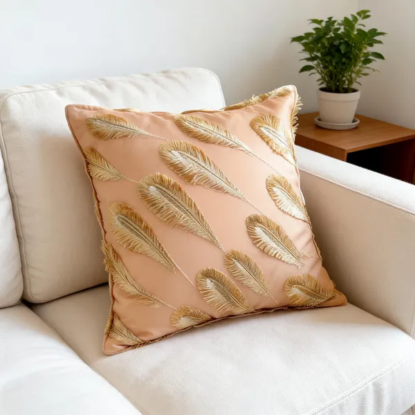 Organza_Luxe_Leaf_Embroidered_Cushion_Cover_Peach_Gold