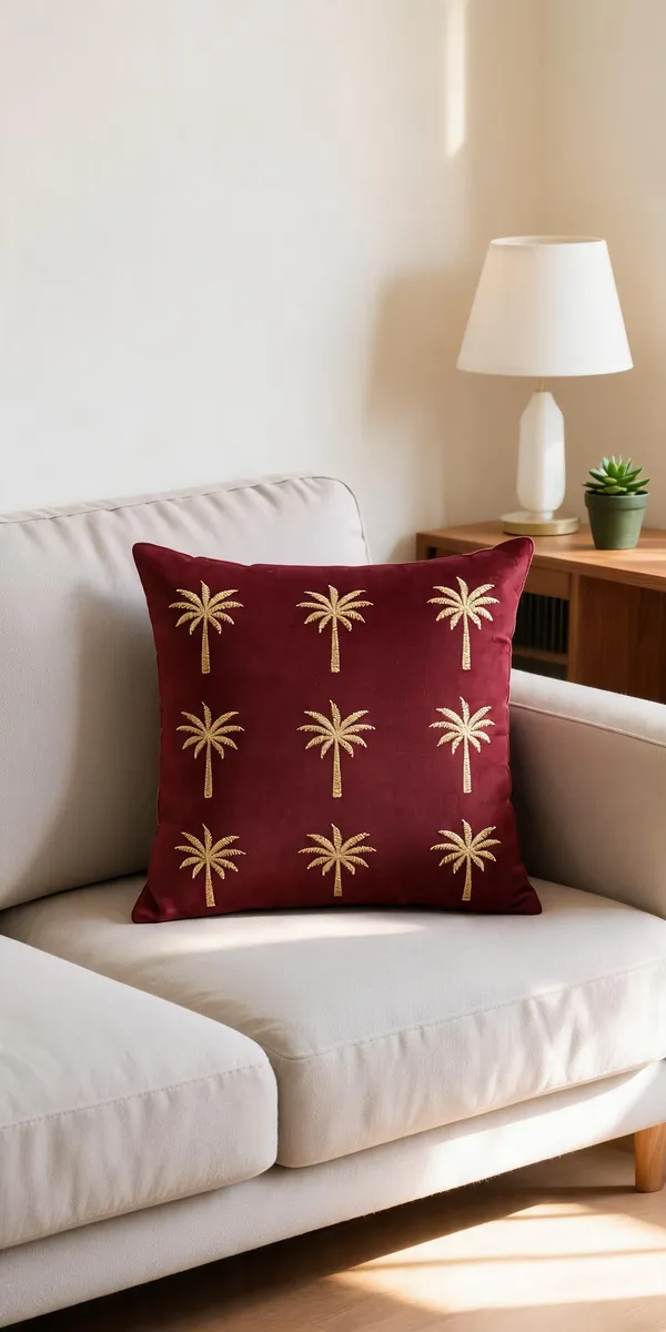 Velvet_Festive_Embroidered_Cushion_Cover_Maroon