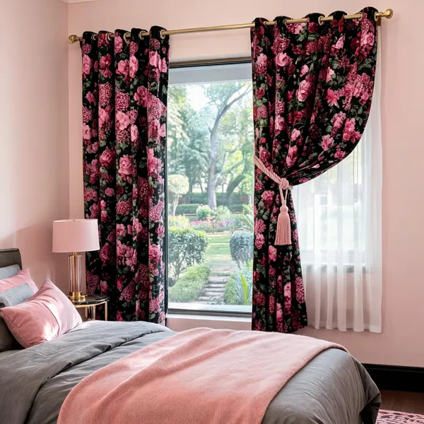 Velvet_Black_Floral_Dark_Petal_Curtains_Set_Of_2
