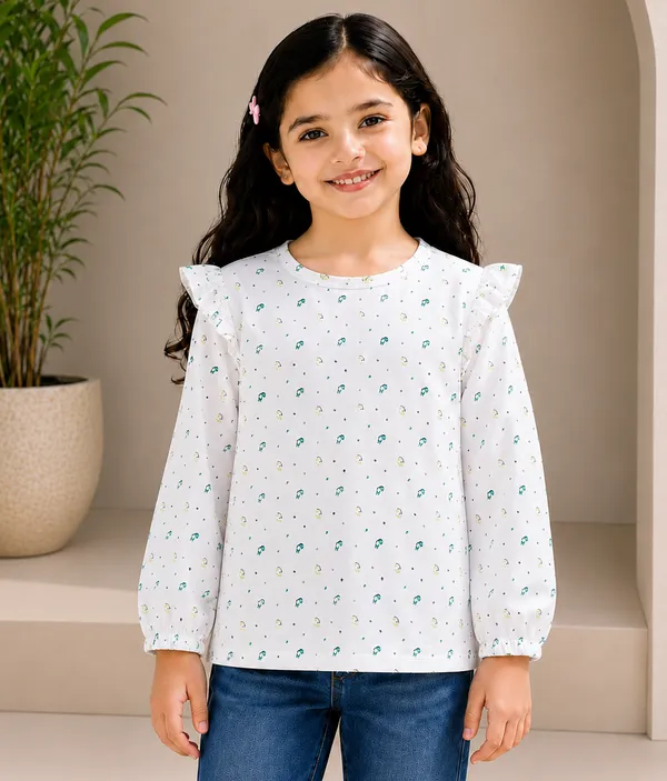 White_Printed_Full_Sleeve_Top_For_Girls