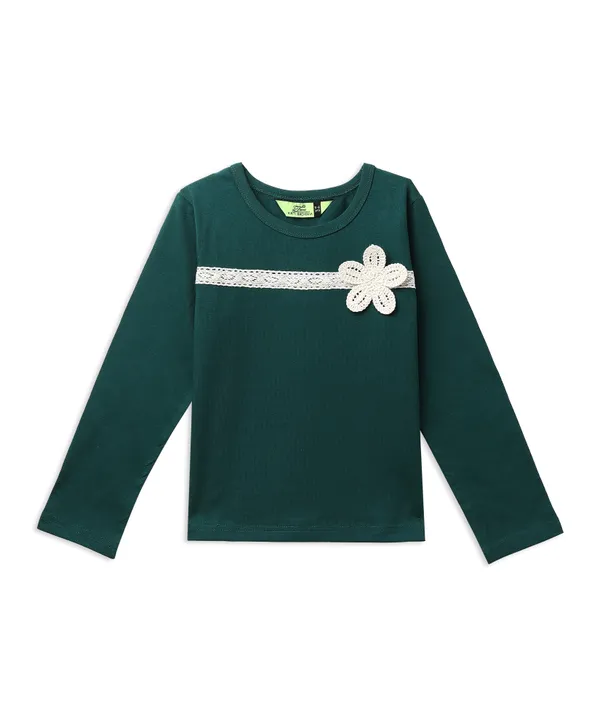 Green_Cotton_Spandex_Bell_Bottom_Co_Ord_Set_For_Girls