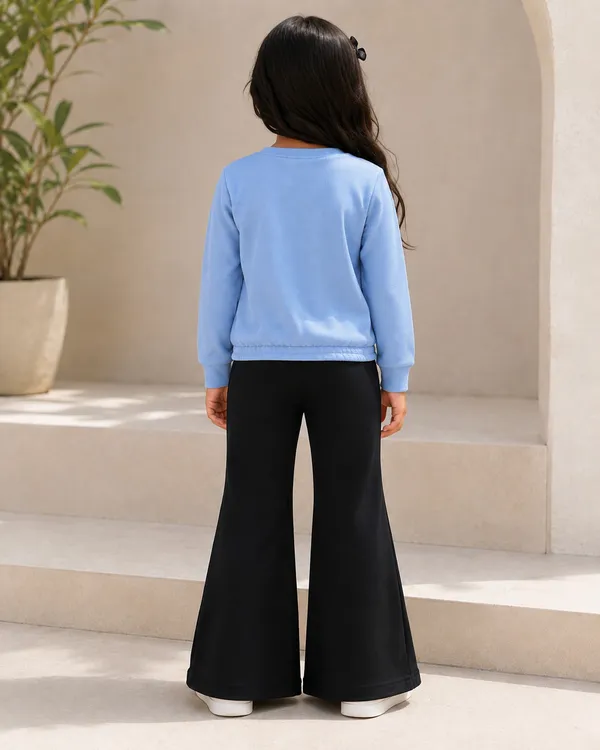 Blue_Top_And_Black_Flared_Pants_Set_For_Girls