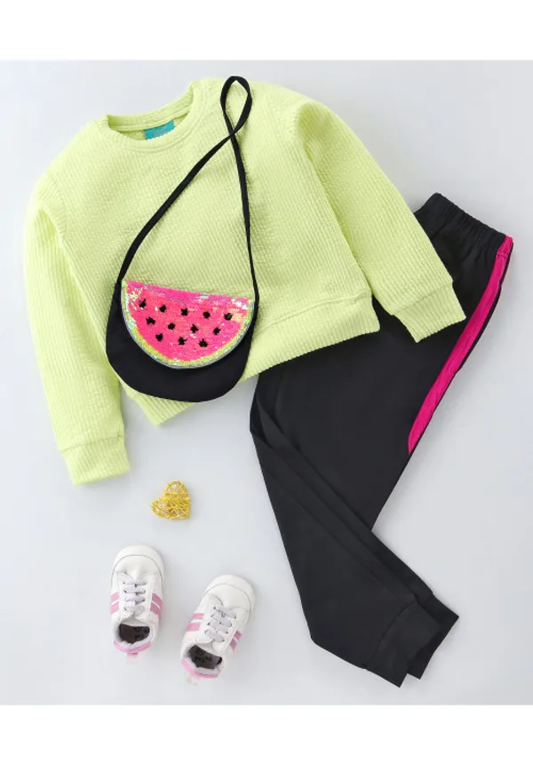 Girl_S_Printed_Pant_Set_With_Purse