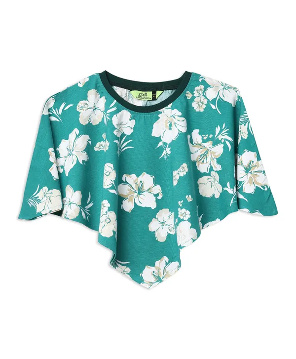 Teal_Floral_Print_Flared_Co_Ord_Set_For_Girls