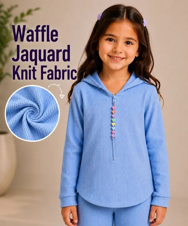 Blue_Waffle_Knit_Hooded_Co_Ord_Set_For_Girls