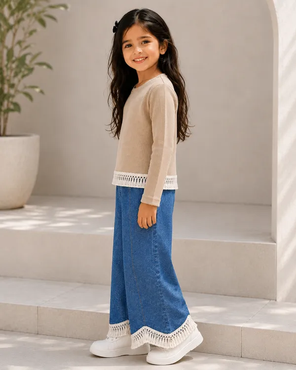 Full_Sleeve_Lace_Top_With_Fringe_Lace_Hem_Pant_Set_Brown
