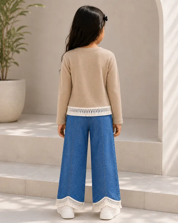 Full_Sleeve_Lace_Top_With_Fringe_Lace_Hem_Pant_Set_Brown