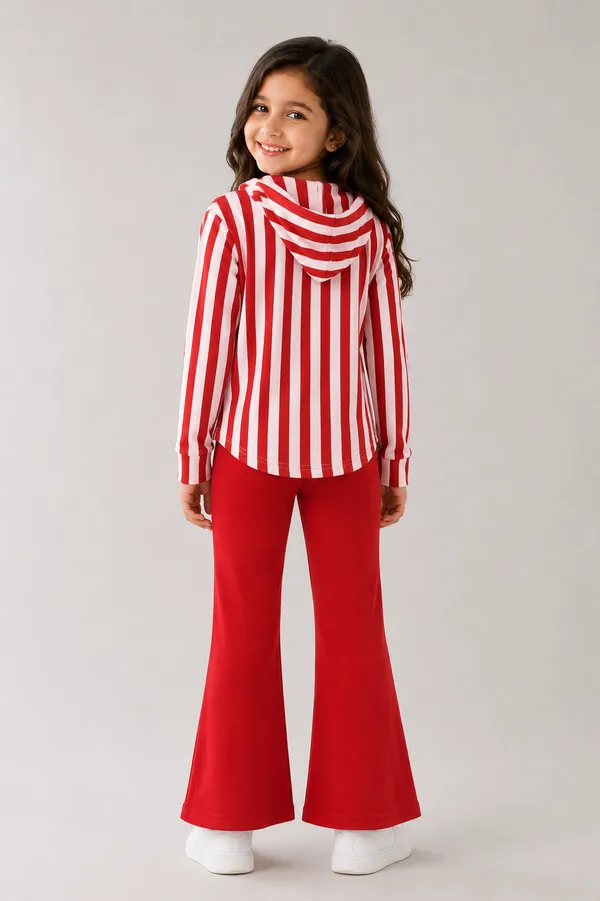 Red_Striped_Hoodie_And_Flared_Pants_Set_For_Girls