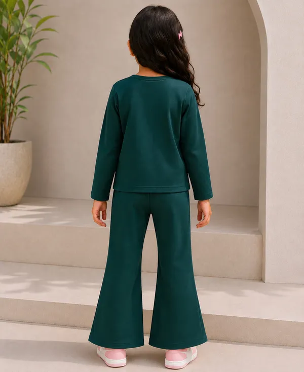Green_Cotton_Spandex_Bell_Bottom_Co_Ord_Set_For_Girls
