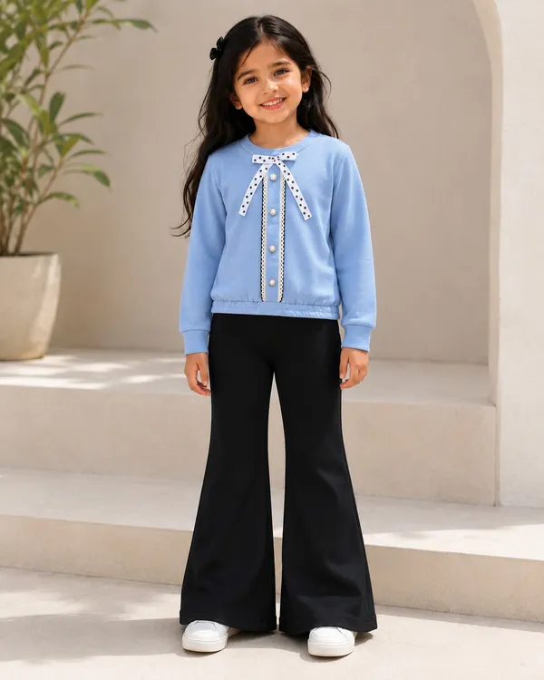 Blue_Top_And_Black_Flared_Pants_Set_For_Girls