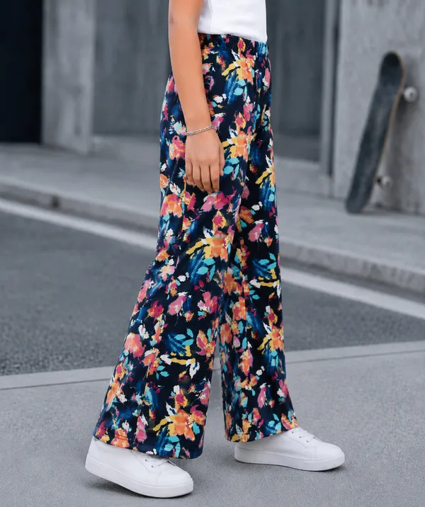 Black_Cotton_Spandex_Floral_Palazzo_Pants_For_Girls