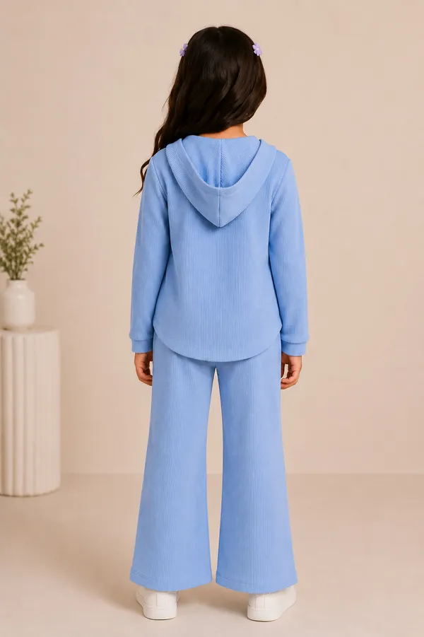 Blue_Waffle_Knit_Hooded_Co_Ord_Set_For_Girls