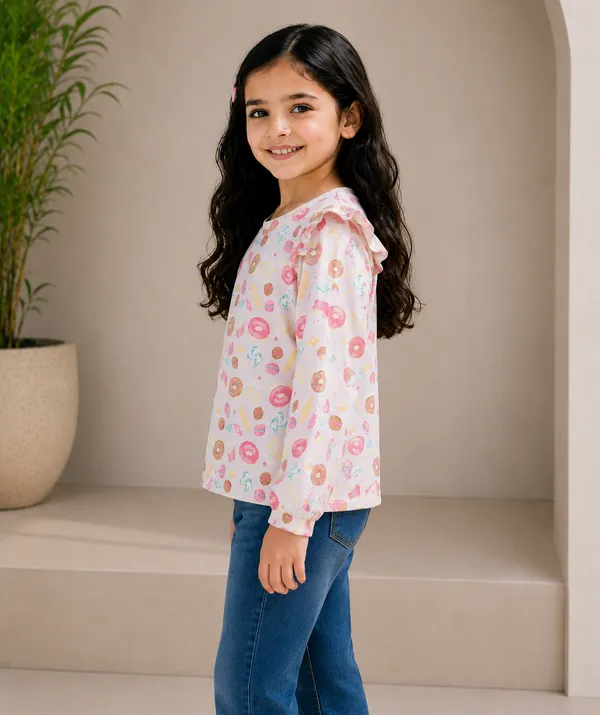 White_Printed_Full_Sleeve_Top_For_Girls