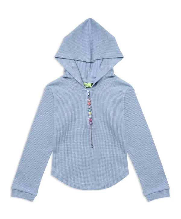 Blue_Waffle_Knit_Hooded_Co_Ord_Set_For_Girls