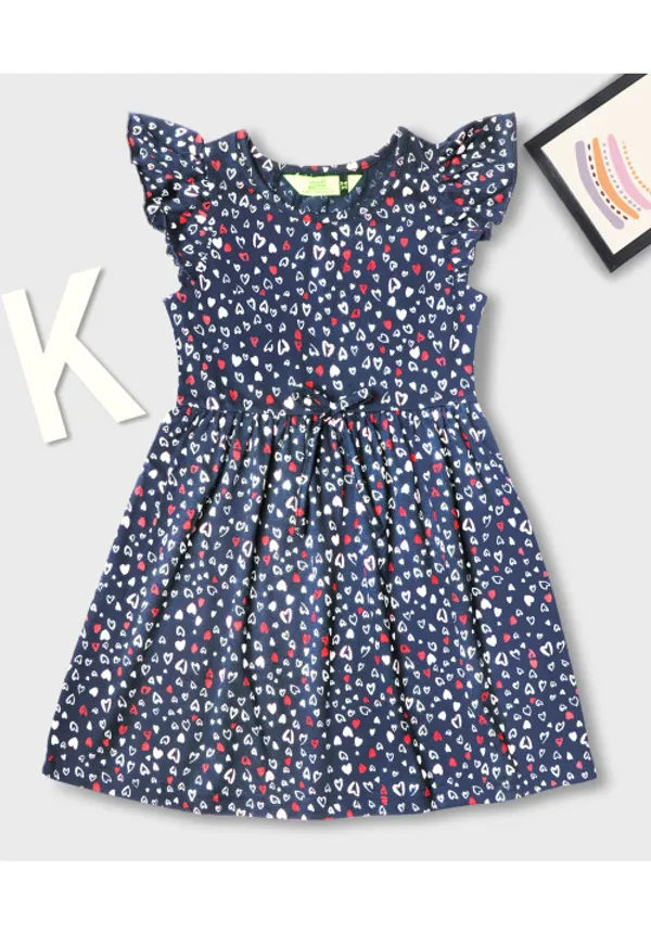 Cotton_Spandex_Printed_Heart_Dress_With_Butterfly