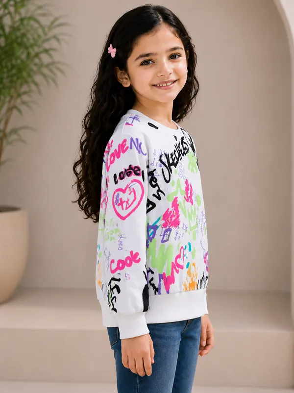 White_Printed_Sweatshirt_For_Girls