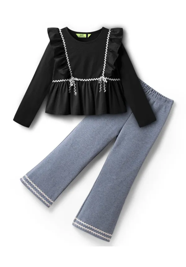 Cotton_Fit_And_Flare_Ruffle_Top_With_Cotton_Spandex_Denim_Bell_Bottom