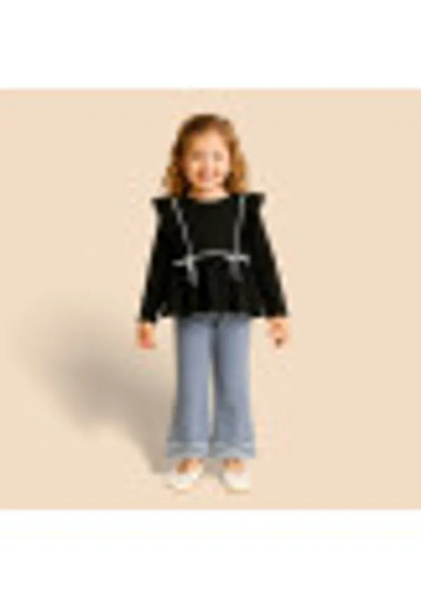 Cotton_Fit_And_Flare_Ruffle_Top_With_Cotton_Spandex_Denim_Bell_Bottom
