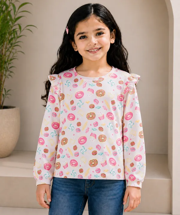 White_Printed_Full_Sleeve_Top_For_Girls