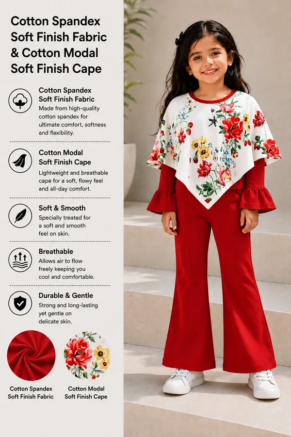 Red_Cotton_Blend_Floral_Cape_Co-Ord_Set_For_Girls