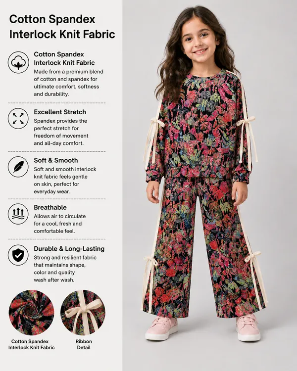 Black_Cotton_Spandex_Floral_Co-Ord_Set_For_Girls