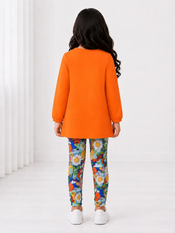 Full_Sleeves_Solid_Lace_Appliquetop_With_Floral_Orange