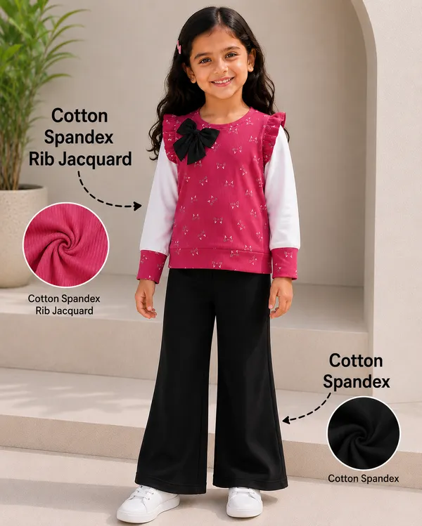 Pink_Printed_Top_And_Black_Wide_Leg_Pants_Set_For_Girls