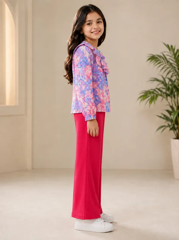 Multicolor_Printed_Top_And_Pink_Pants_Set_For_Girls