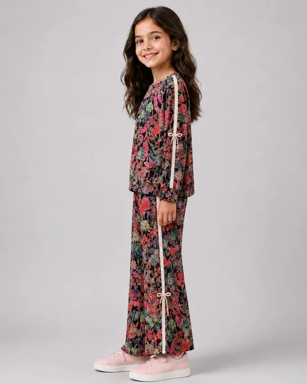 Black_Cotton_Spandex_Floral_Co-Ord_Set_For_Girls