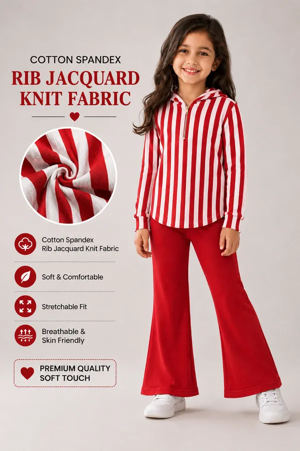 Red_Striped_Hoodie_And_Flared_Pants_Set_For_Girls
