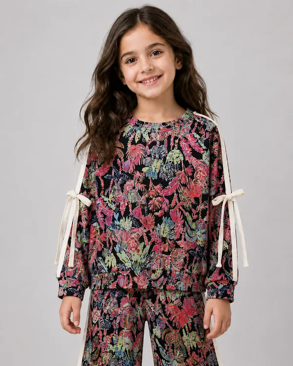 Black_Cotton_Spandex_Floral_Co-Ord_Set_For_Girls