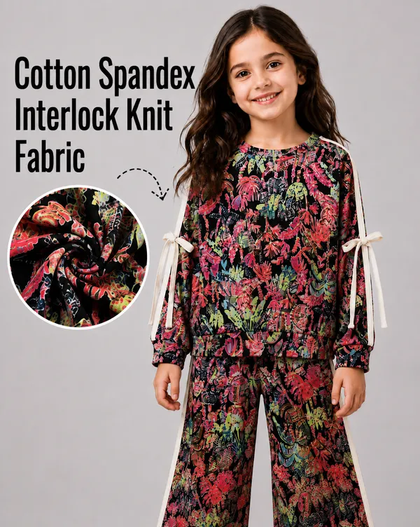 Black_Cotton_Spandex_Floral_Co-Ord_Set_For_Girls