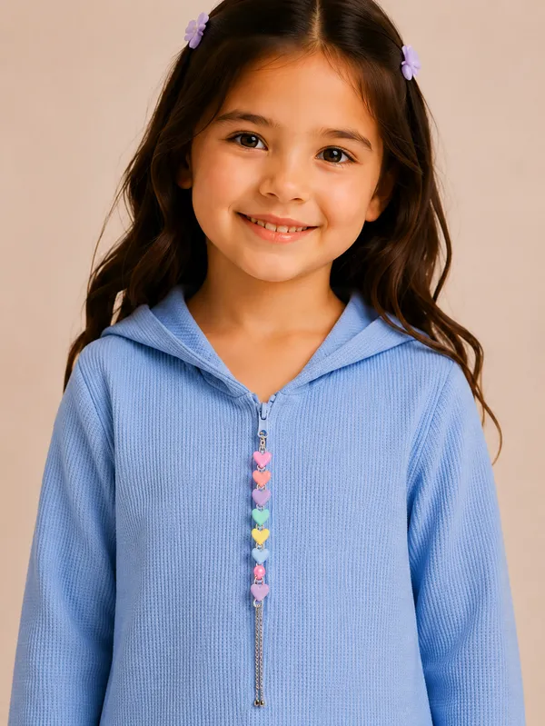 Blue_Waffle_Knit_Hooded_Co_Ord_Set_For_Girls
