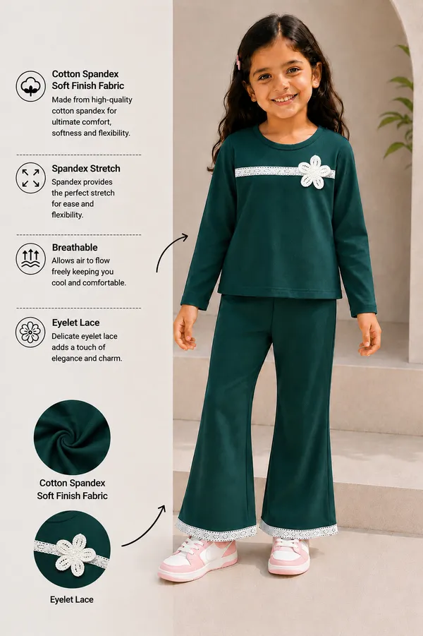 Green_Cotton_Spandex_Bell_Bottom_Co_Ord_Set_For_Girls