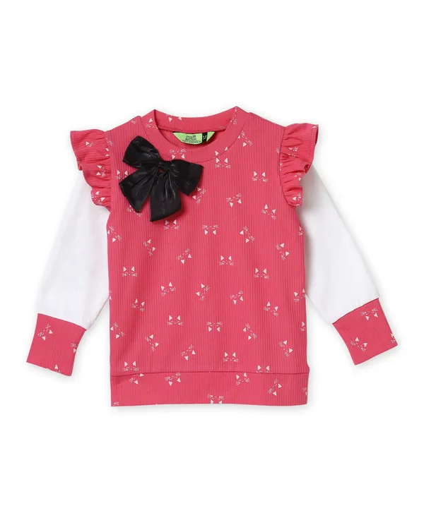Pink_Printed_Top_And_Black_Wide_Leg_Pants_Set_For_Girls