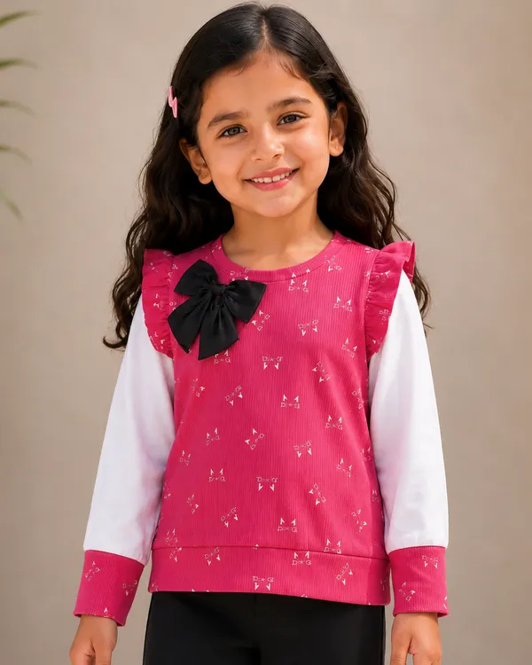 Pink_Printed_Top_And_Black_Wide_Leg_Pants_Set_For_Girls