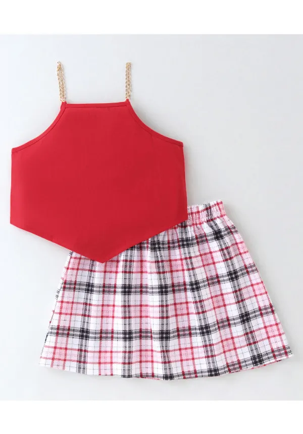 Cotton_Solid_Top_With_Checked_Skirt