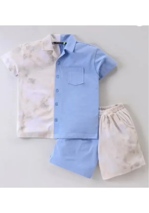 Boy_S_Dual_Color_Funky_Collared_Shirt_With_Shorts_Set
