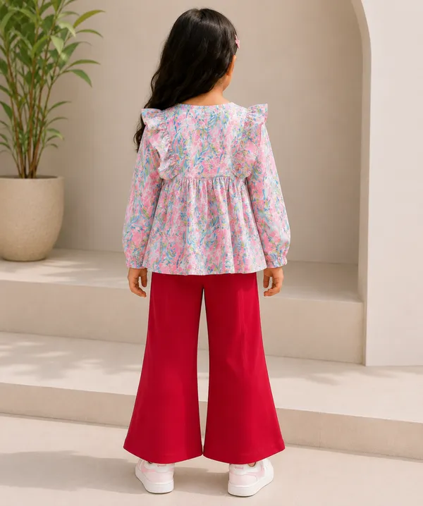 Full_Sleeves_Floral_Printed_Slit_Bell_Bottom_Pink