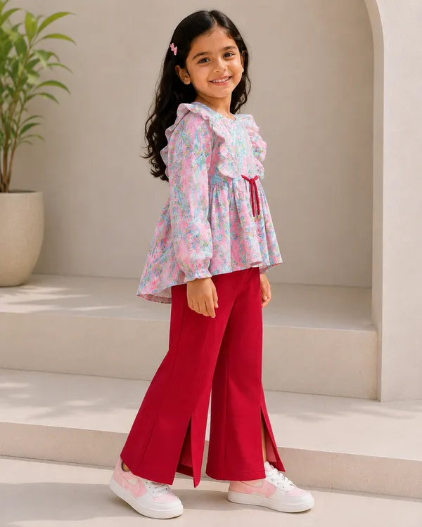 Full_Sleeves_Floral_Printed_Slit_Bell_Bottom_Pink