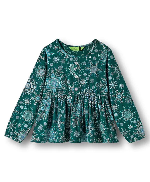 Floral_Printed_Fit_And_Flare_Kurti_Top_With_Pleated_Salwar_Pant_And_Toy_Teddy_Set
