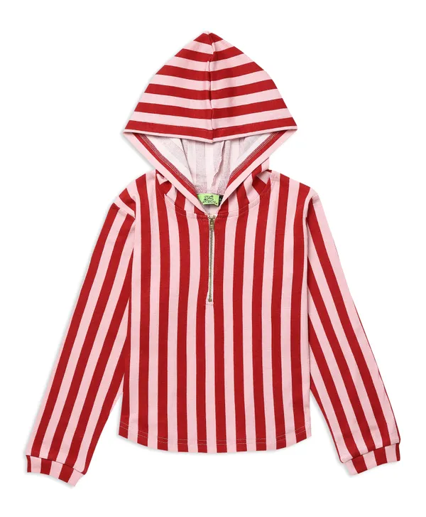 Red_Striped_Hoodie_And_Flared_Pants_Set_For_Girls